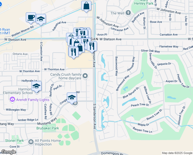 map of restaurants, bars, coffee shops, grocery stores, and more near 1369 Veronica Tr in Hemet