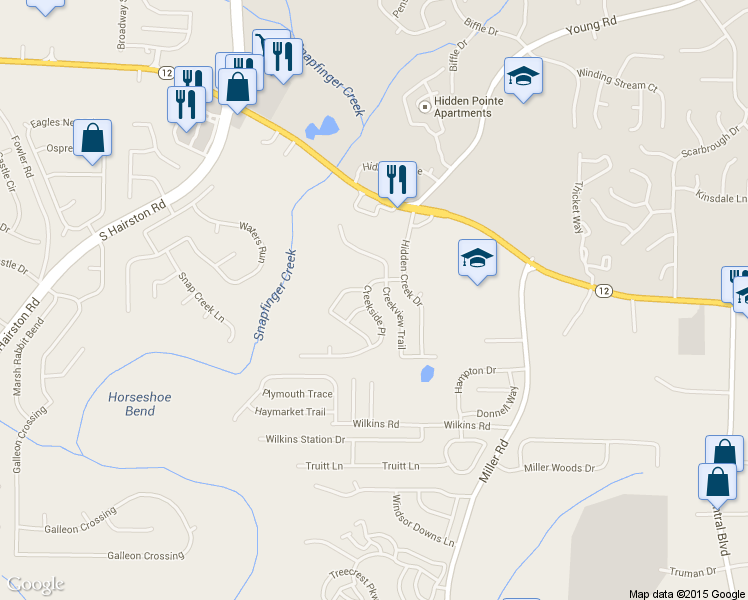 map of restaurants, bars, coffee shops, grocery stores, and more near 4907 Creekside Place in Decatur