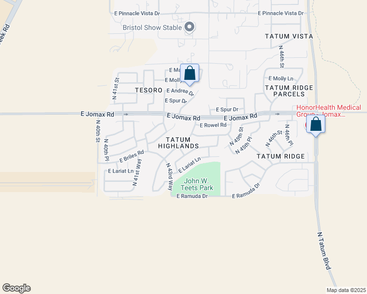 map of restaurants, bars, coffee shops, grocery stores, and more near 26407 North 43rd Place in Phoenix