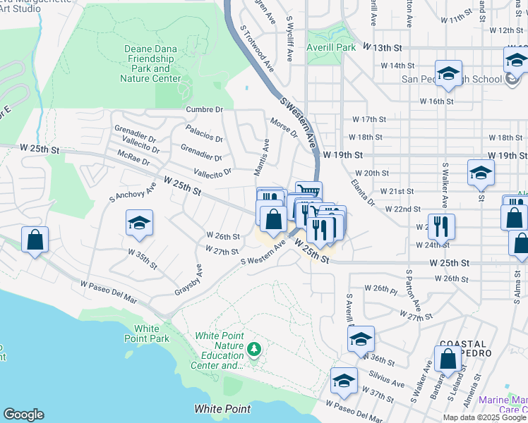 map of restaurants, bars, coffee shops, grocery stores, and more near 2306 South Moray Avenue in Los Angeles