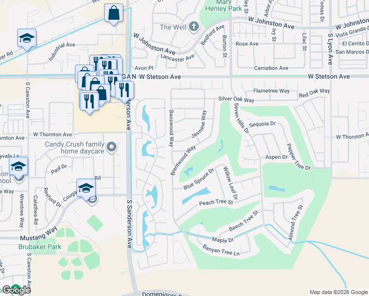 map of restaurants, bars, coffee shops, grocery stores, and more near 2918 Dogwood Way in Hemet