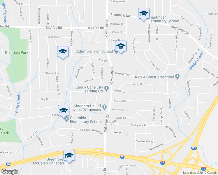 map of restaurants, bars, coffee shops, grocery stores, and more near 2211 Columbia Drive in Decatur