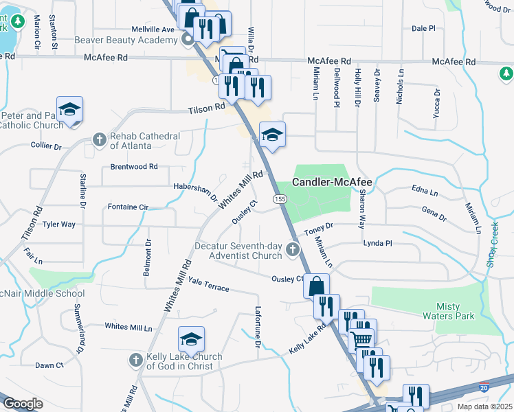 map of restaurants, bars, coffee shops, grocery stores, and more near 2686 Ellen Way in Decatur