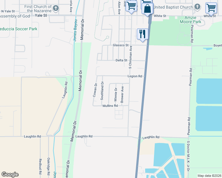 map of restaurants, bars, coffee shops, grocery stores, and more near 1700-1798 Winnie Dr in Cleveland