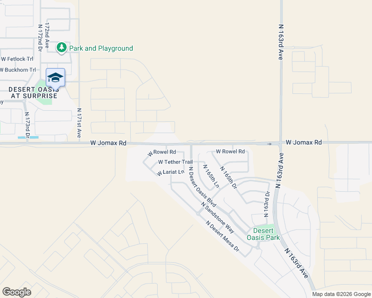 map of restaurants, bars, coffee shops, grocery stores, and more near 26553 North 167th Avenue in Surprise