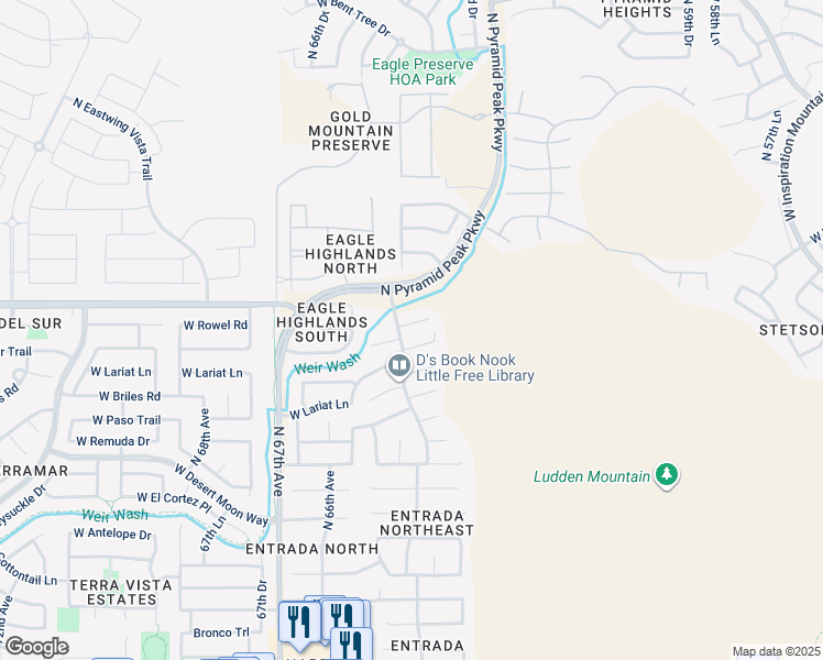 map of restaurants, bars, coffee shops, grocery stores, and more near 6354 West Rowel Road in Phoenix