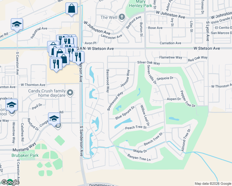 map of restaurants, bars, coffee shops, grocery stores, and more near 2918 Dogwood Way in Hemet