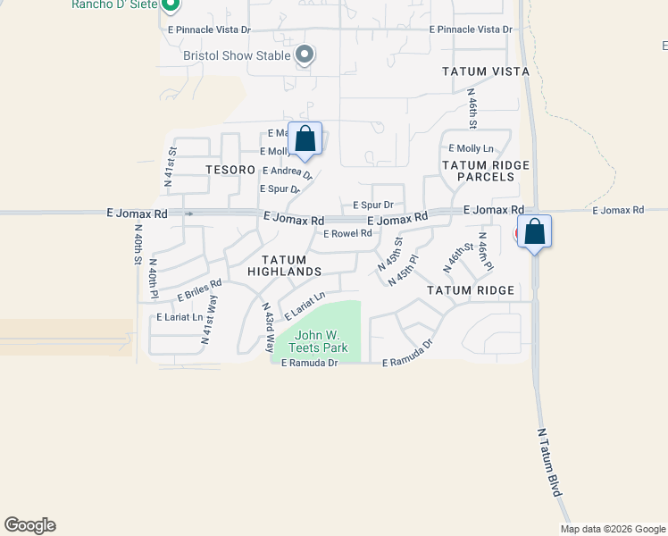 map of restaurants, bars, coffee shops, grocery stores, and more near 4382 East Briles Road in Phoenix