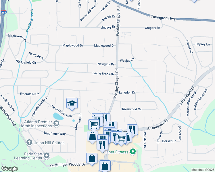 map of restaurants, bars, coffee shops, grocery stores, and more near 4251 Canby Lane in Decatur