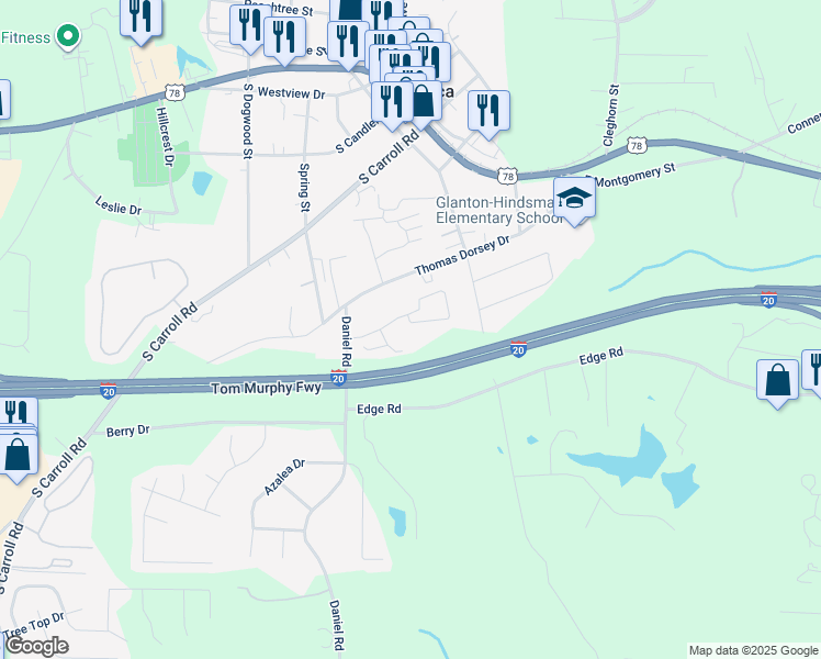 map of restaurants, bars, coffee shops, grocery stores, and more near 244 Alton Circle in Villa Rica
