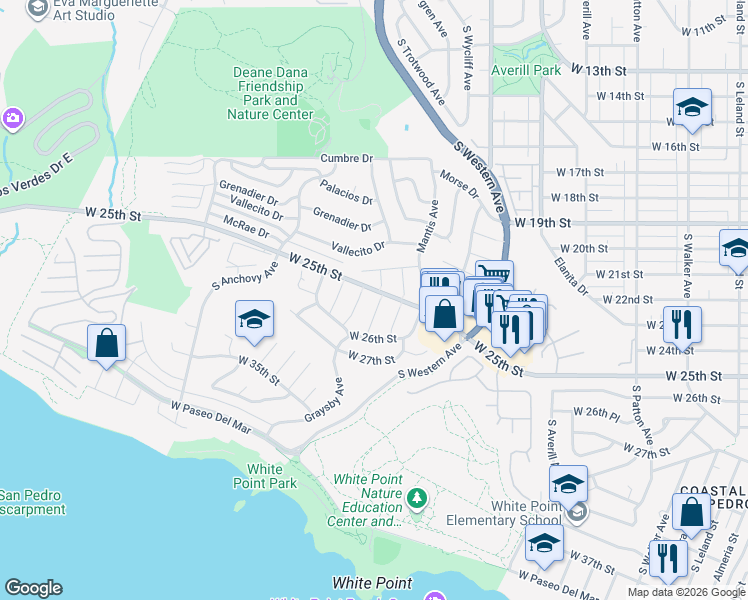 map of restaurants, bars, coffee shops, grocery stores, and more near 2507 Robalo Avenue in Los Angeles
