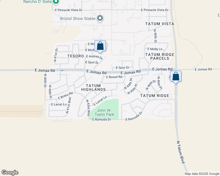 map of restaurants, bars, coffee shops, grocery stores, and more near 4382 East Briles Road in Phoenix