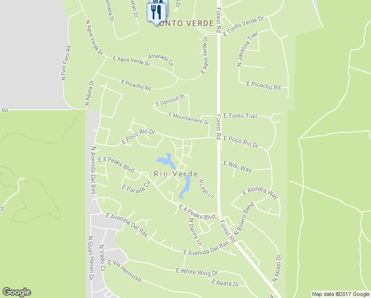 map of restaurants, bars, coffee shops, grocery stores, and more near 18801 East Loredo Lane in Rio Verde