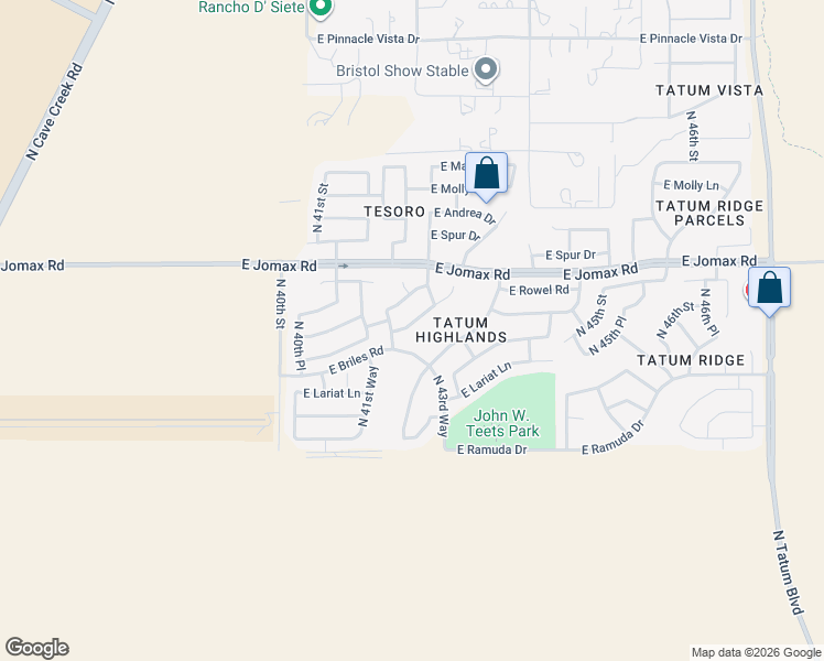 map of restaurants, bars, coffee shops, grocery stores, and more near 4219 East Tether Trail in Phoenix