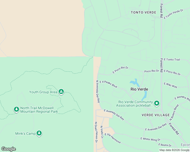 map of restaurants, bars, coffee shops, grocery stores, and more near 26217 North Avenida Del Ray in Rio Verde