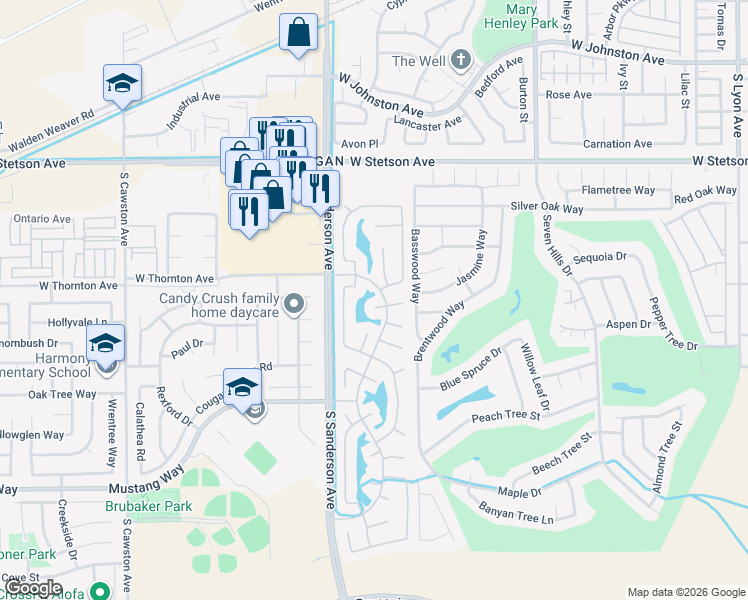 map of restaurants, bars, coffee shops, grocery stores, and more near 3110 Bridgewater Circle in Hemet