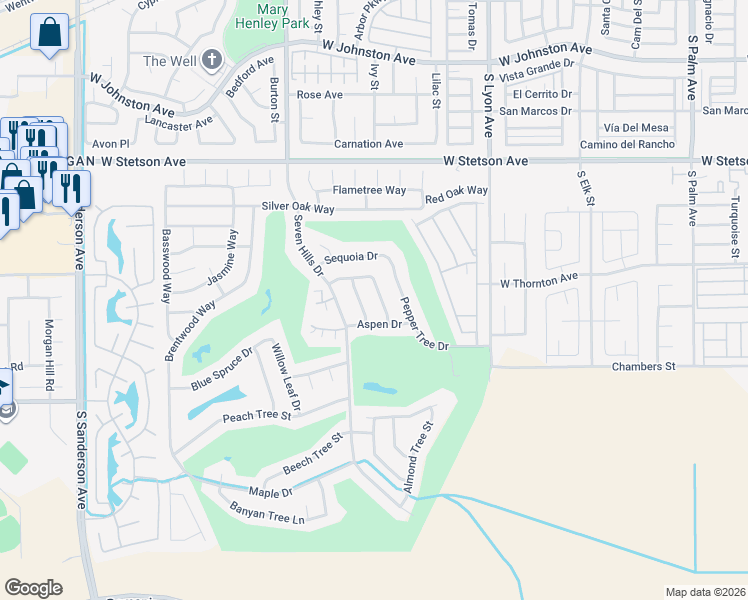 map of restaurants, bars, coffee shops, grocery stores, and more near 1363 Cherry Drive in Hemet