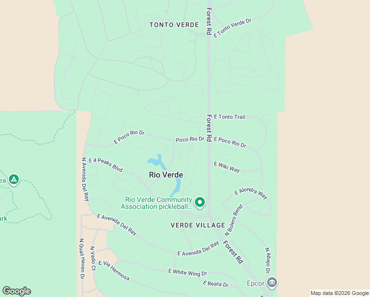 map of restaurants, bars, coffee shops, grocery stores, and more near 26223 North Loredo Lane in Rio Verde