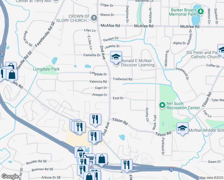 map of restaurants, bars, coffee shops, grocery stores, and more near 2244 2nd Avenue in Decatur