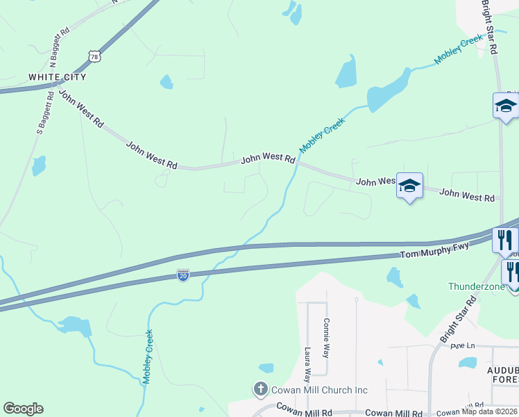 map of restaurants, bars, coffee shops, grocery stores, and more near 2966 Rolling Lane in Winston