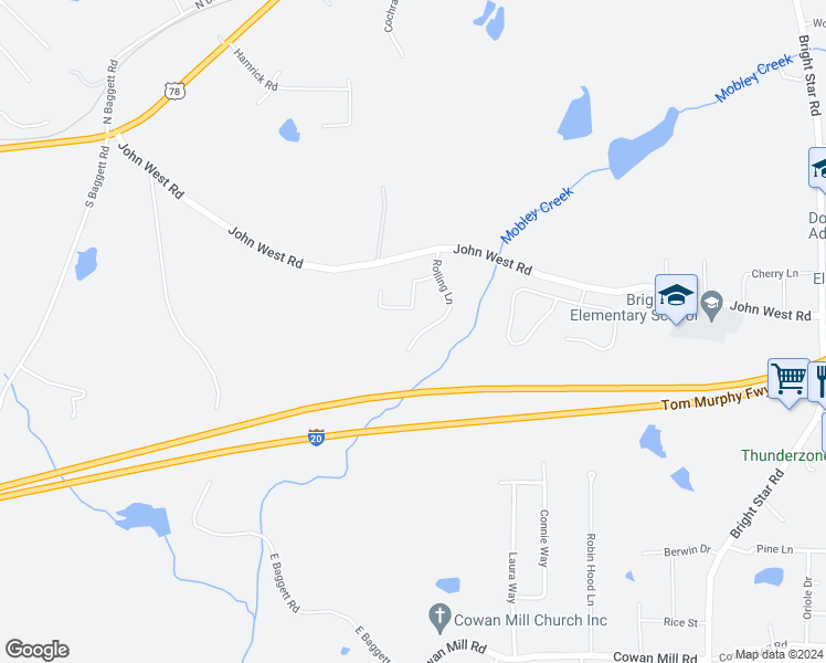 map of restaurants, bars, coffee shops, grocery stores, and more near 2973 Rolling Lane in Winston