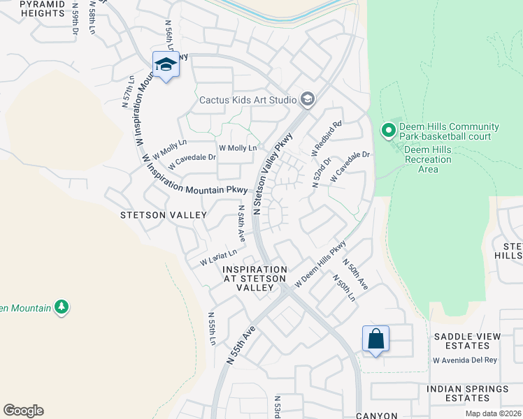 map of restaurants, bars, coffee shops, grocery stores, and more near 26514 North 53rd Glen in Phoenix