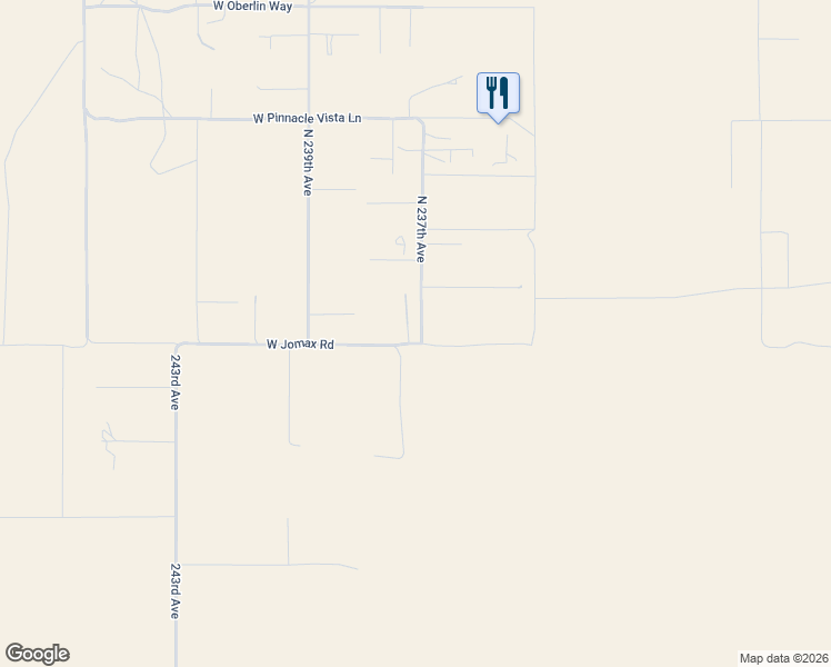 map of restaurants, bars, coffee shops, grocery stores, and more near 26607 North 237th Drive in Wittmann