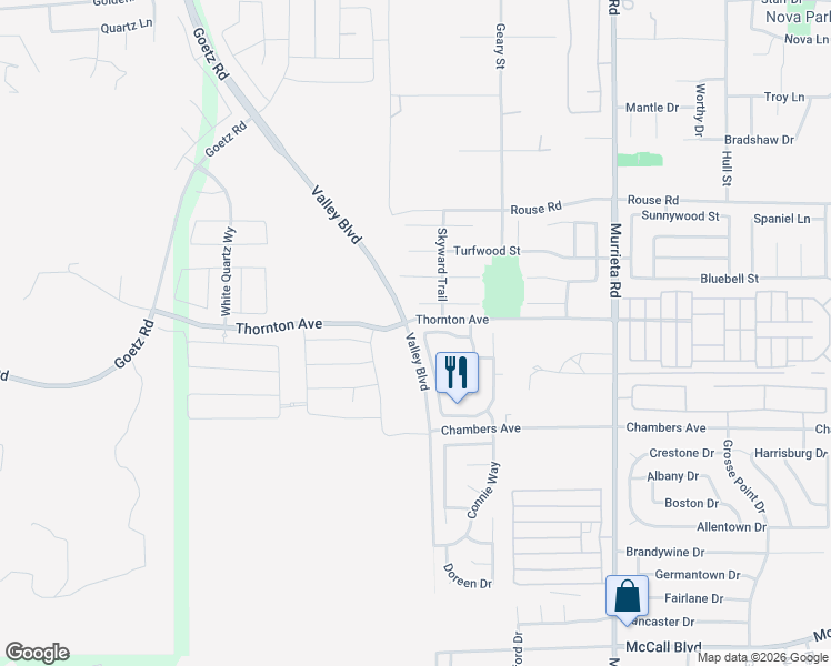 map of restaurants, bars, coffee shops, grocery stores, and more near 27267 Prominence Road in Menifee