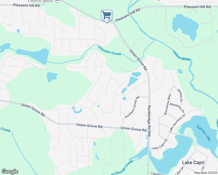 map of restaurants, bars, coffee shops, grocery stores, and more near 2391 Harmony Ridge Court in Lithonia
