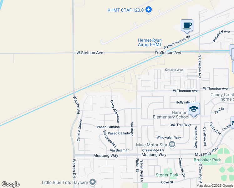 map of restaurants, bars, coffee shops, grocery stores, and more near 5212 Corte Cerro in Hemet