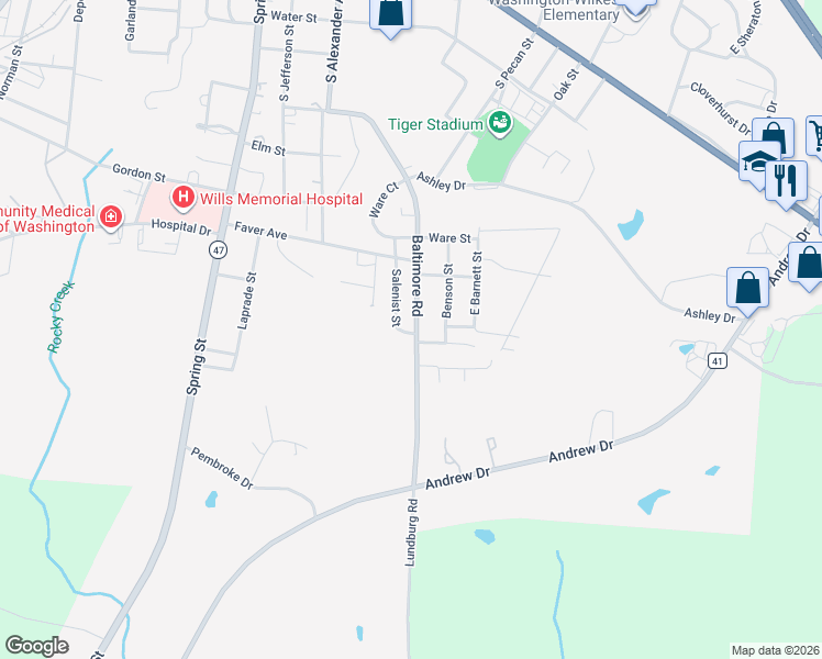 map of restaurants, bars, coffee shops, grocery stores, and more near 526 Baltimore Road in Washington