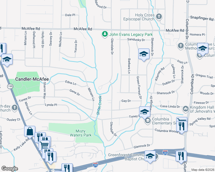 map of restaurants, bars, coffee shops, grocery stores, and more near 3075 Glendale Ct in Decatur