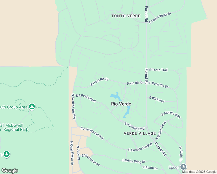 map of restaurants, bars, coffee shops, grocery stores, and more near 18654 East Mazatzal Circle in Rio Verde
