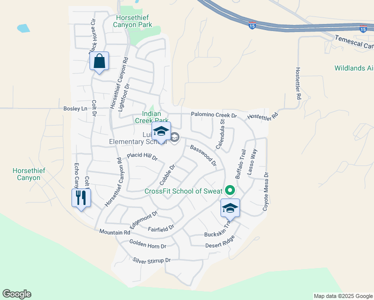 map of restaurants, bars, coffee shops, grocery stores, and more near 13569 Basswood Drive in Corona
