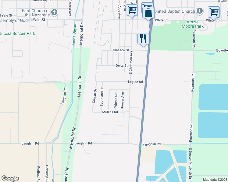 map of restaurants, bars, coffee shops, grocery stores, and more near 1700 Winnie Drive in Cleveland