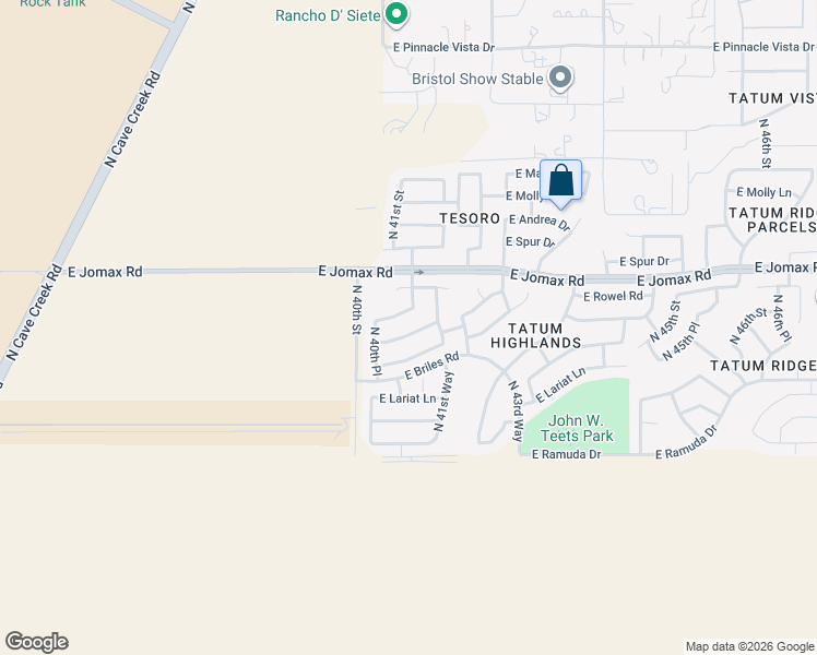 map of restaurants, bars, coffee shops, grocery stores, and more near 4046 E Tether Trail in Phoenix