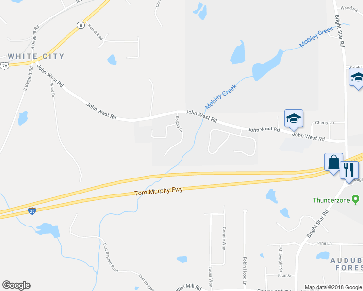 map of restaurants, bars, coffee shops, grocery stores, and more near 2962 Rolling Way in Winston