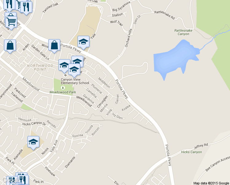 map of restaurants, bars, coffee shops, grocery stores, and more near 17-19 Garnet in Irvine