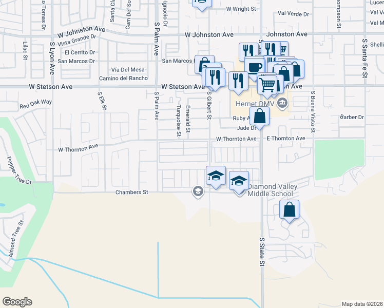 map of restaurants, bars, coffee shops, grocery stores, and more near in Hemet