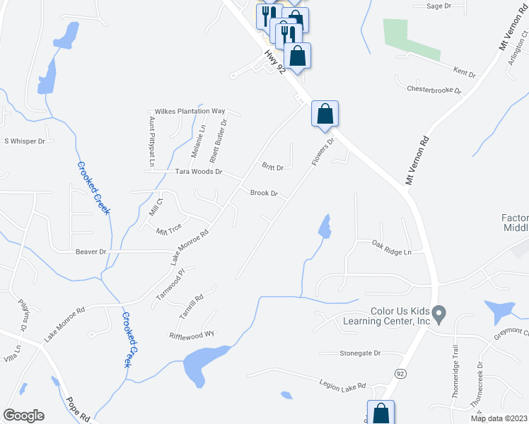 map of restaurants, bars, coffee shops, grocery stores, and more near 2846 Tray Court in Douglasville