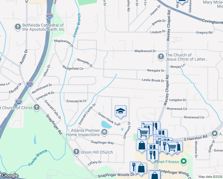 map of restaurants, bars, coffee shops, grocery stores, and more near 4097 Canby Lane in Decatur