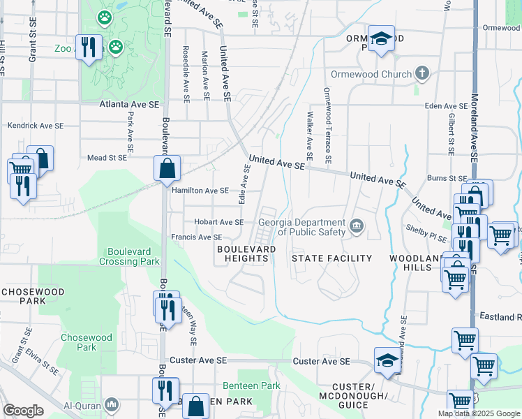 map of restaurants, bars, coffee shops, grocery stores, and more near 1105 Avondale Avenue Southeast in Atlanta