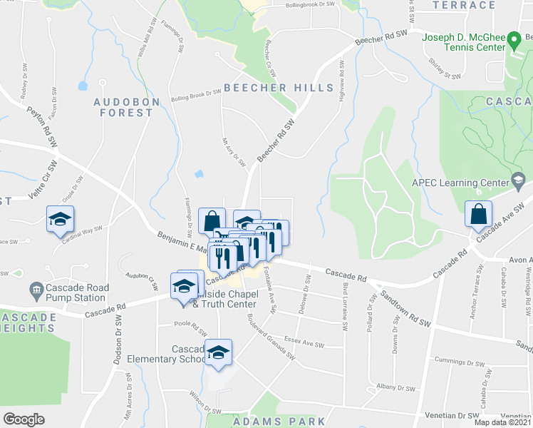 map of restaurants, bars, coffee shops, grocery stores, and more near 2362 Herring Rd SW in Atlanta