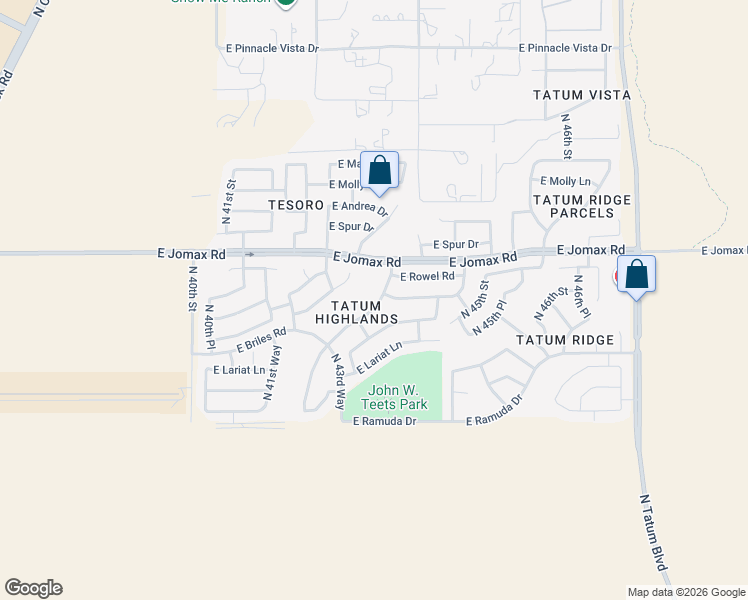 map of restaurants, bars, coffee shops, grocery stores, and more near 26422 North 43rd Place in Phoenix