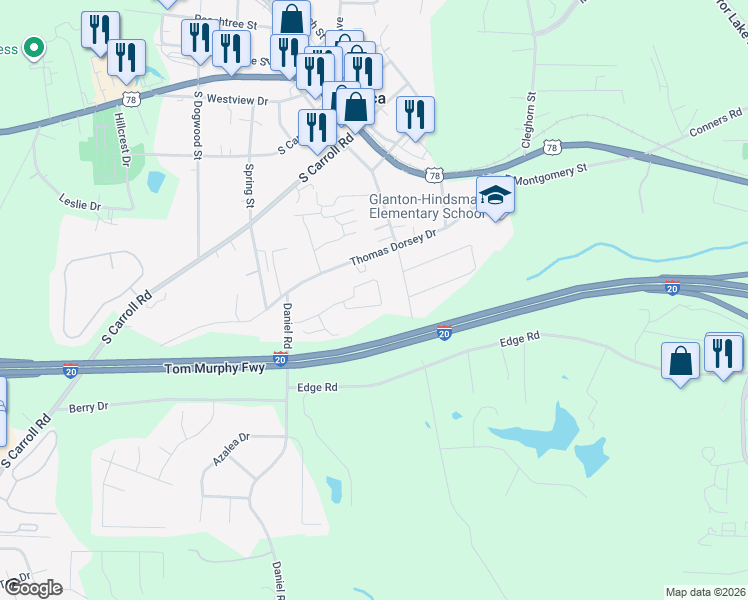 map of restaurants, bars, coffee shops, grocery stores, and more near 219 Alton Circle in Villa Rica