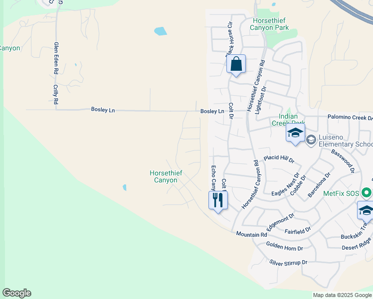 map of restaurants, bars, coffee shops, grocery stores, and more near 12767 Olympus Circle in Corona