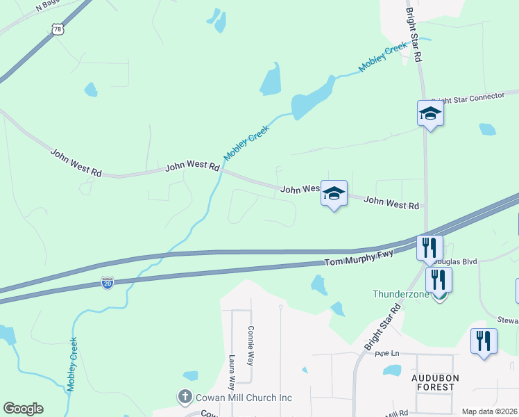map of restaurants, bars, coffee shops, grocery stores, and more near 6461 Shadow Court in Douglasville
