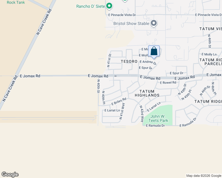 map of restaurants, bars, coffee shops, grocery stores, and more near 4046 East Tether Trail in Phoenix