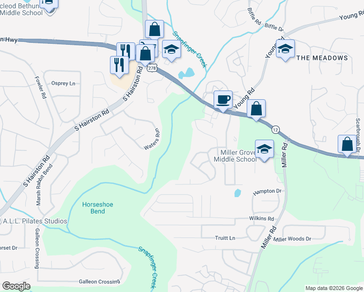 map of restaurants, bars, coffee shops, grocery stores, and more near 4884 Hidden Creek Place in Decatur