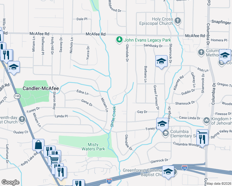 map of restaurants, bars, coffee shops, grocery stores, and more near 3046 Glendale Court in Decatur
